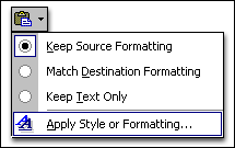Paste Options button